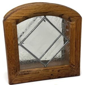 Vintage Wooden Glass Napkin Letter Holder